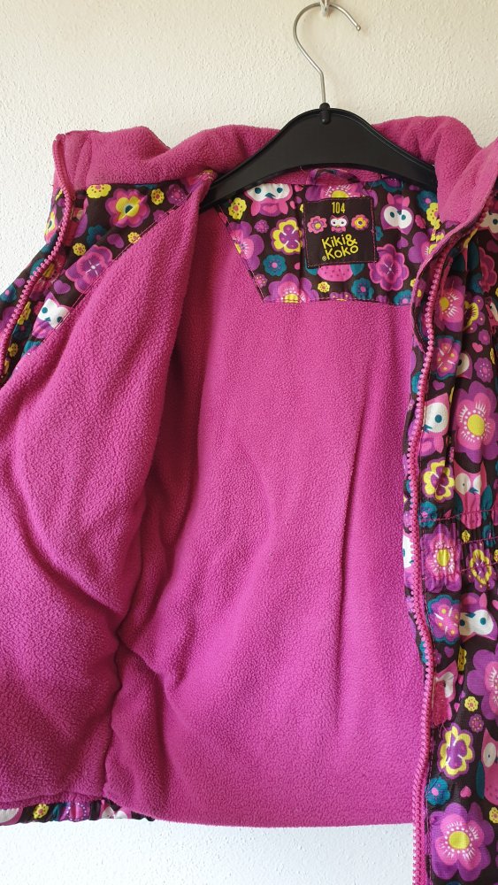 Braun pink gelbe Kiki&Koko Winterjacke mit Eule und Blume