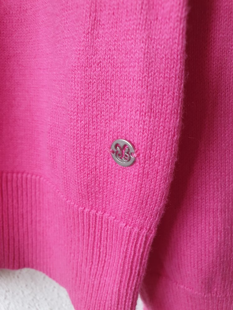 Pinker dünner Barbara Becker Pullover Oberteil mit weiß grauem Streifen