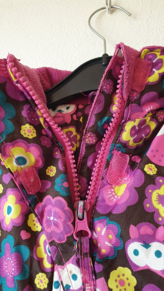 Braun pink gelbe Kiki&Koko Winterjacke mit Eule und Blume