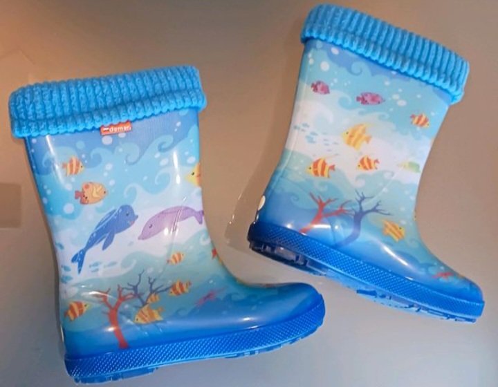 Schöne Gummistiefel (v.Demar), Gr.31, Meerestiere, blau/bunt