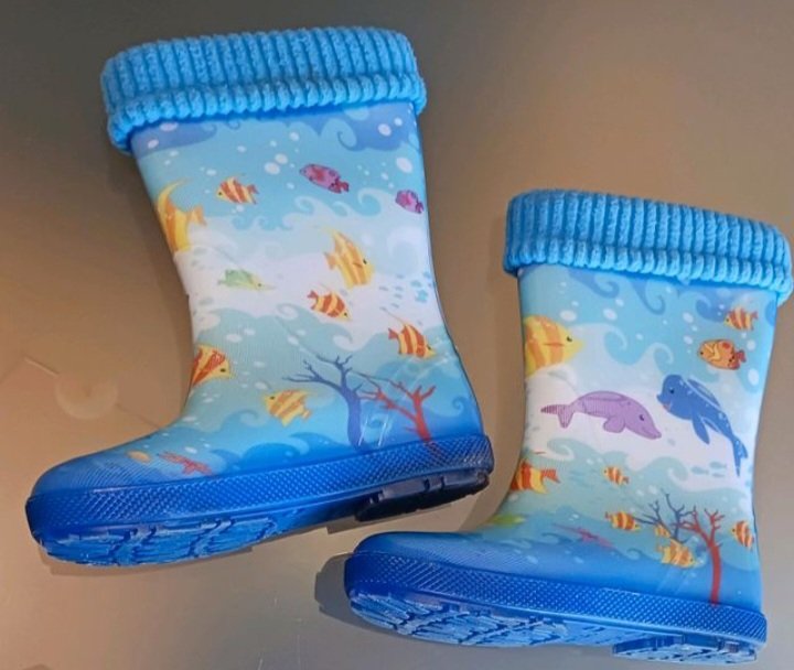 Schöne Gummistiefel (v.Demar), Gr.31, Meerestiere, blau/bunt