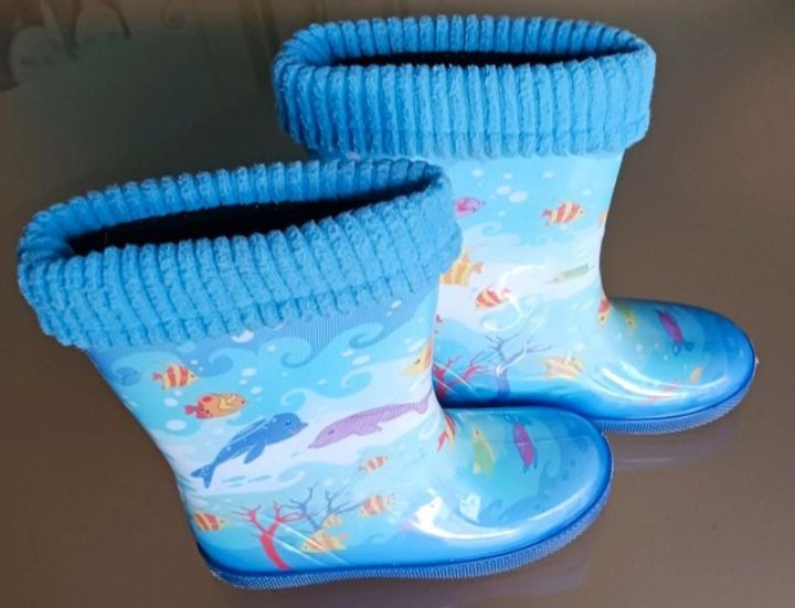 Schöne Gummistiefel (v.Demar), Gr.31, Meerestiere, blau/bunt