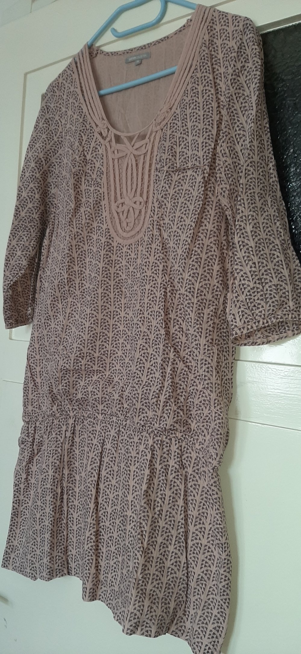 3SuissesCollection 36 S rosé beige lila Baumwoll Tunika mit Bündchen dreiviertel Arm leicht und sommerlich Bluse Hemdbluse lang 