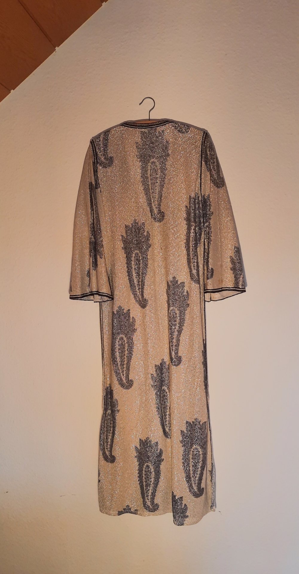 Neues Abaya/Kaftan/ Takschita marokkanisches Kleid Handarbeit gold blau