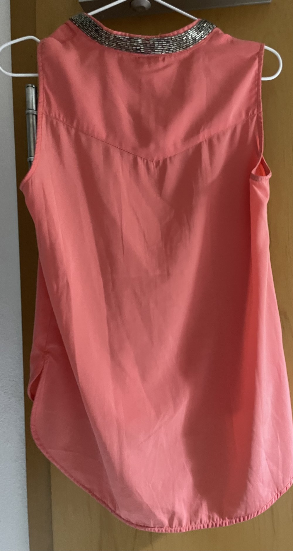 Lachs Korallfarbene Strass Bluse Tunika kurzarm S Vero Moda