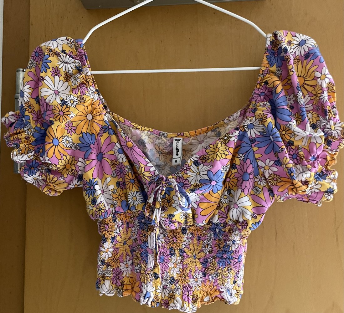 Süße bunte Crop Bluse offshoulder Blumenmuster M New Yorker