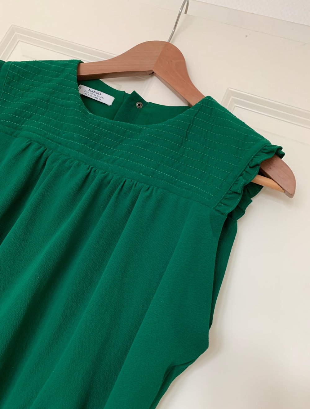 Mango Sommerkleid – Größe S – Grün– Druckknopf & Bindegürtel