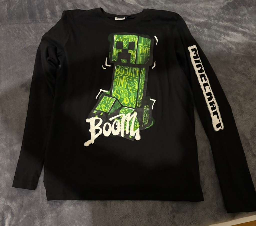 Minecraft Shirt langarm 164 schwarz