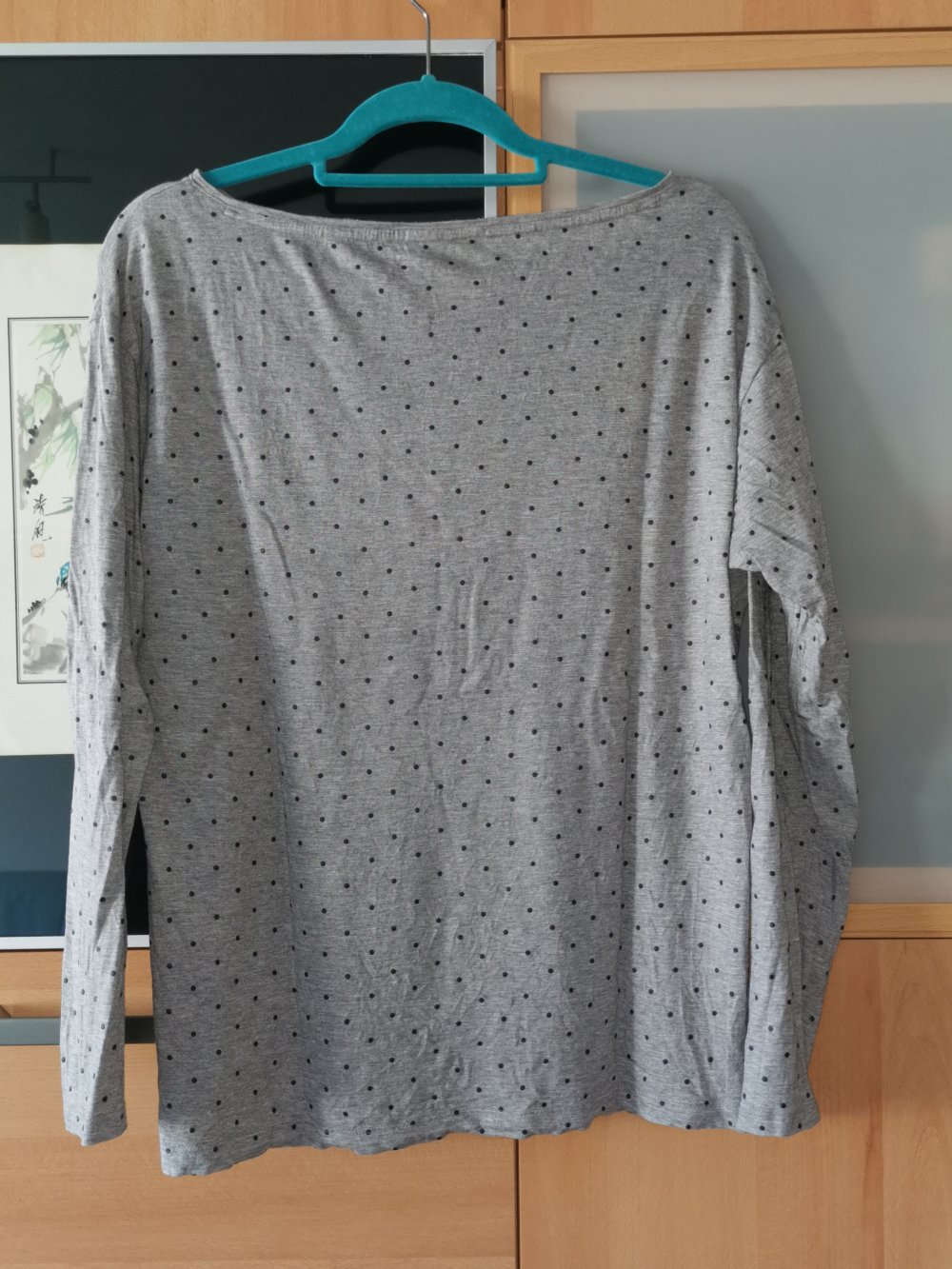 Langarmshirt s.Oliver grau mit schwarzen Pünktchen Gr. 40
