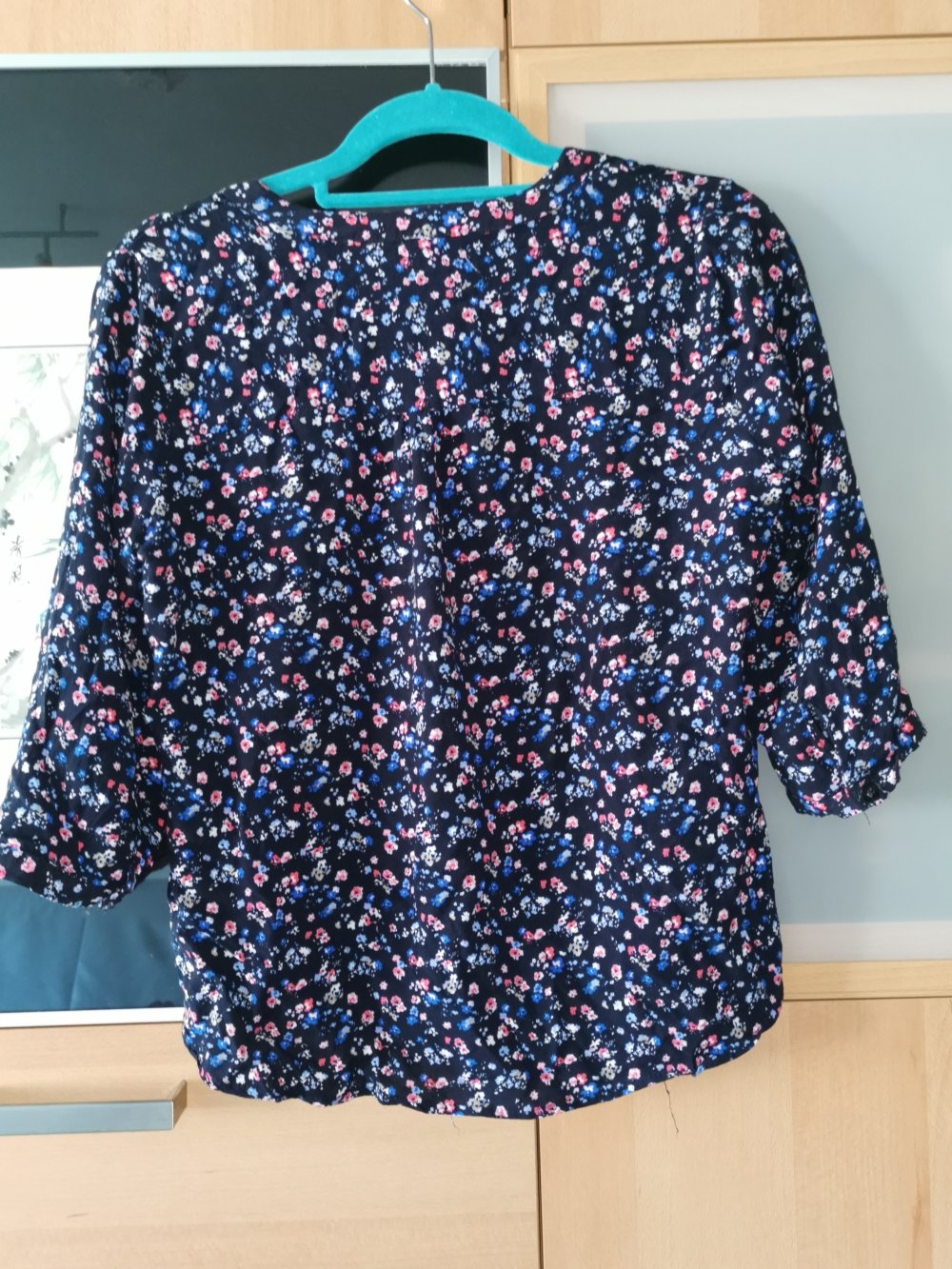 Bluse Takko ever me blau pink geblümt Blümchen Gr. 38 3/4 Arm