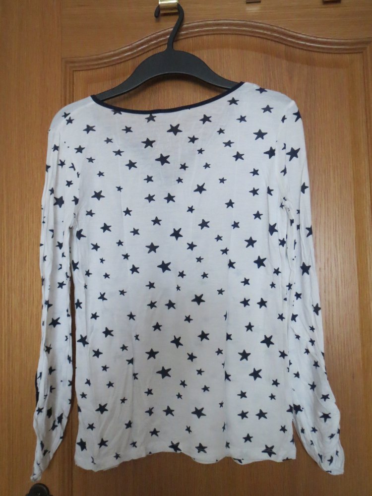 Shirt, Gr.36/38, Langarm, weiß-dunkel blau