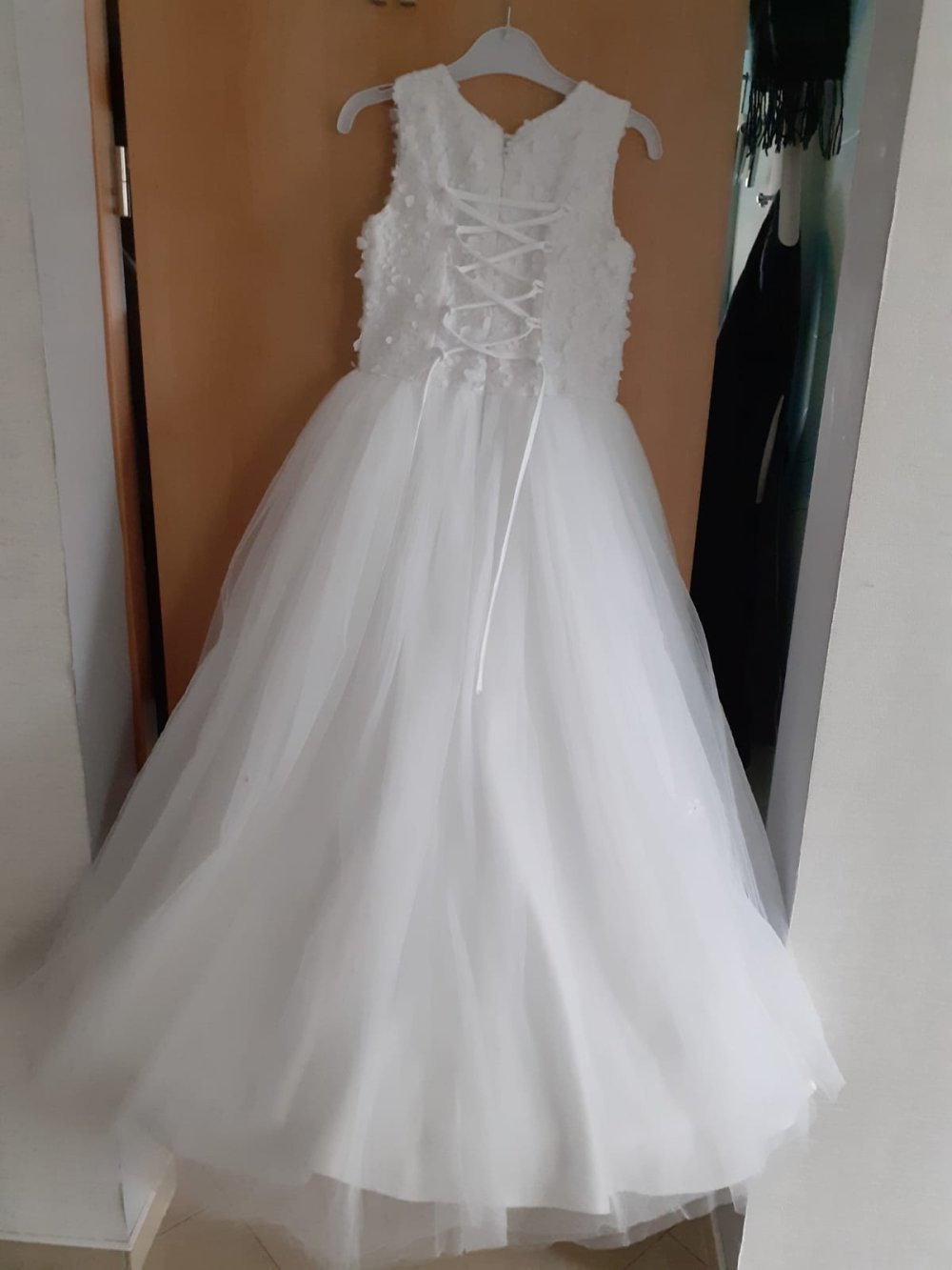 Kleid, Kommunionskleid, Gr.152/158, weiß, lang, mit Jäckchen