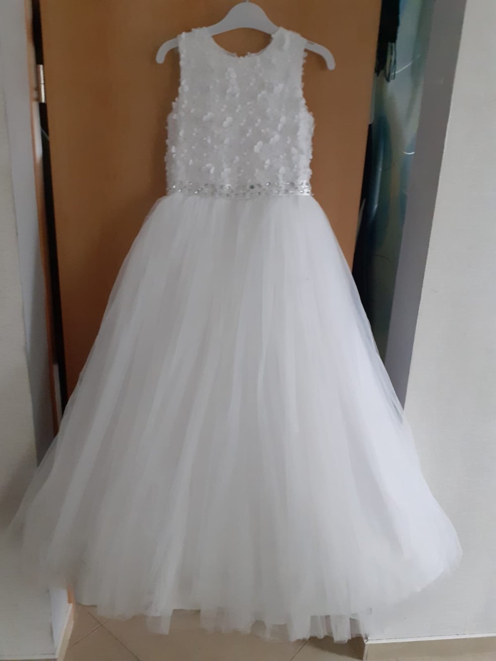 Kleid, Kommunionskleid, Gr.152/158, weiß, lang, mit Jäckchen