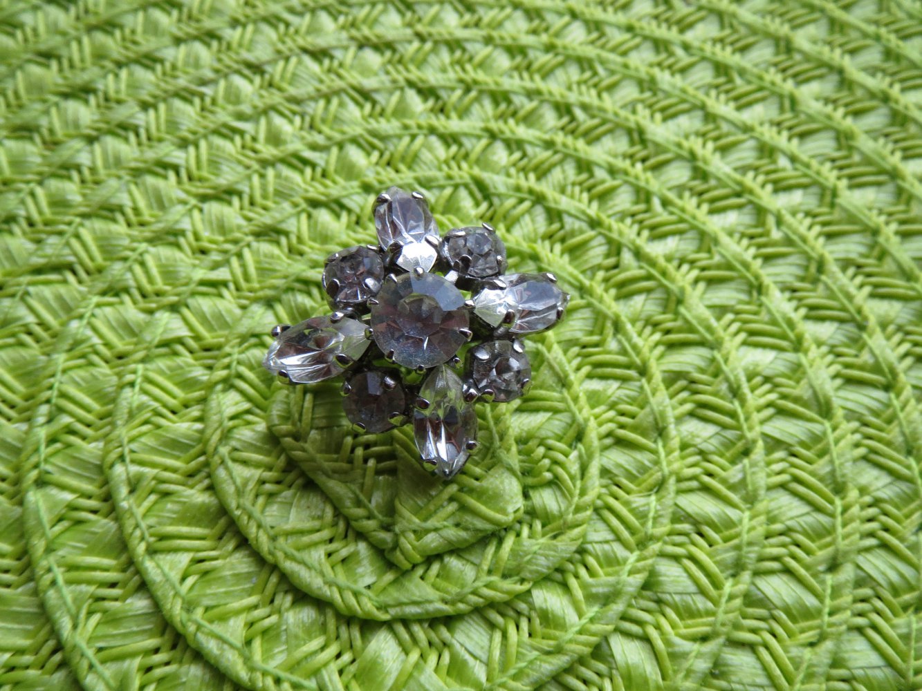 Brosche, Vintage, klein, Strasssteine