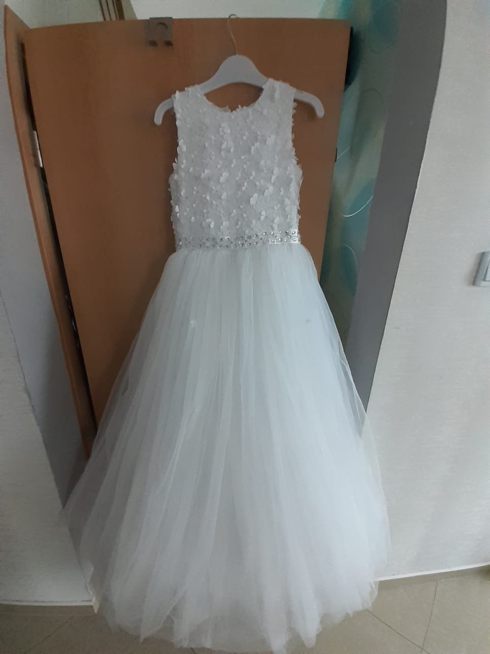 Kleid, Kommunionskleid, Gr.152/158, weiß, lang, mit Jäckchen