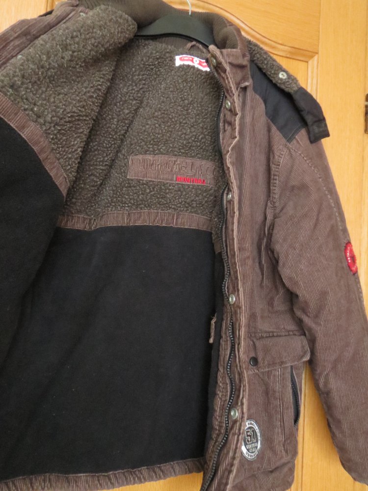  Winterjacke mit Kapuze, Gr.176, braun, Cord