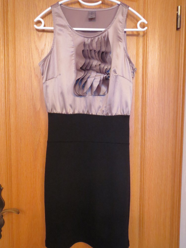 Kleid, Gr.XS, schwarz-beige
