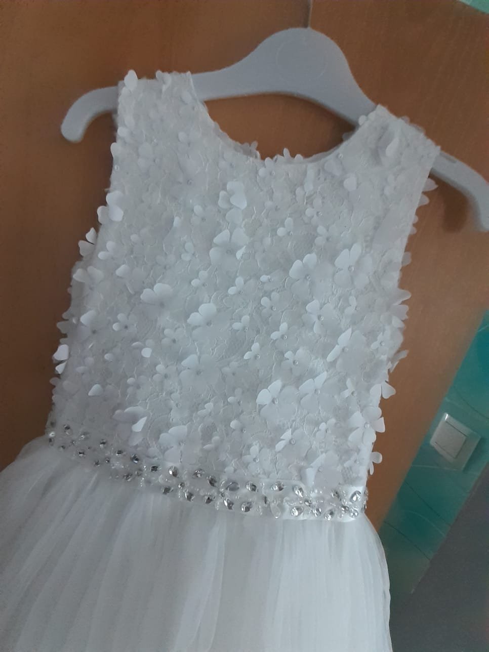 Kleid, Kommunionskleid, Gr.152/158, weiß, lang, mit Jäckchen