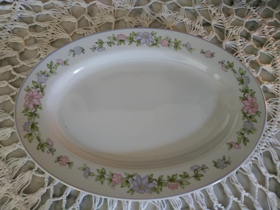 Vintage 90s 90er Jahre Sandra Rich Porzellan Platte Blumen