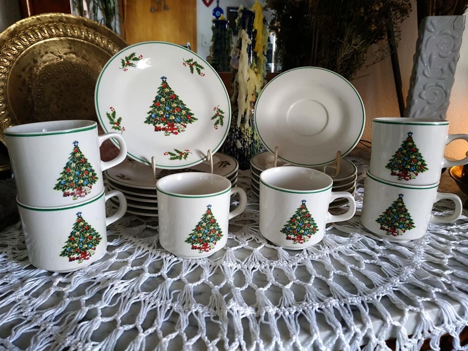 Weihnachts Kaffe Service vintage 90s 90er Weihnachten