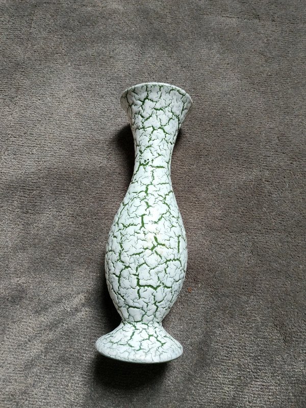 Vintage Midcentury Lava Vase Grün Weiß