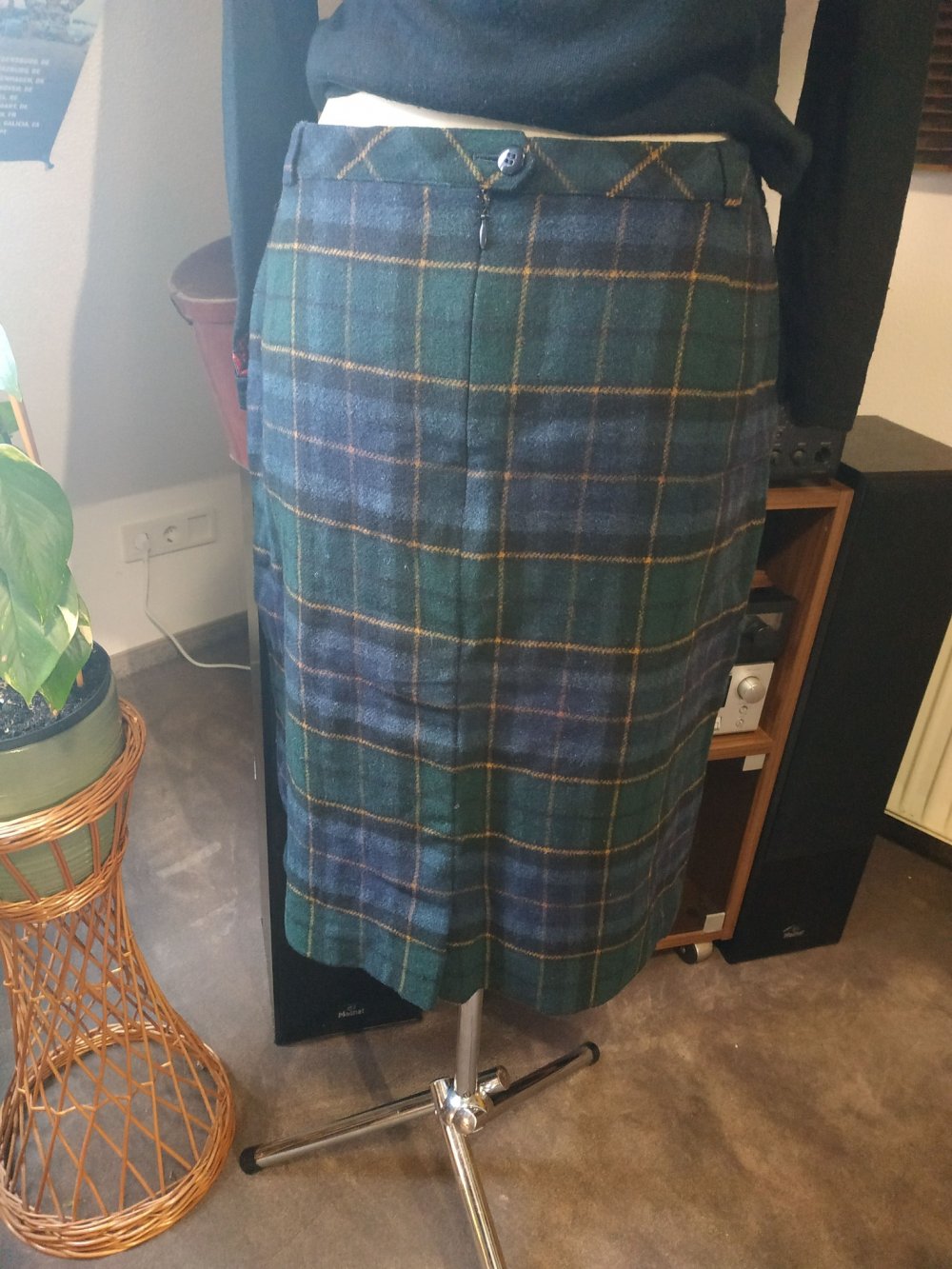 True Vintage Woll Bleistift Rock Tartan Dark Acedemia