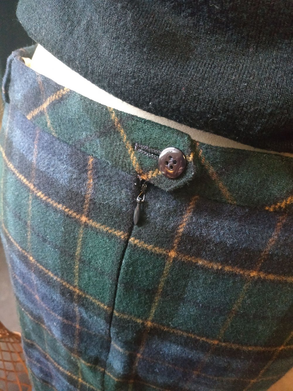 True Vintage Woll Bleistift Rock Tartan Dark Acedemia