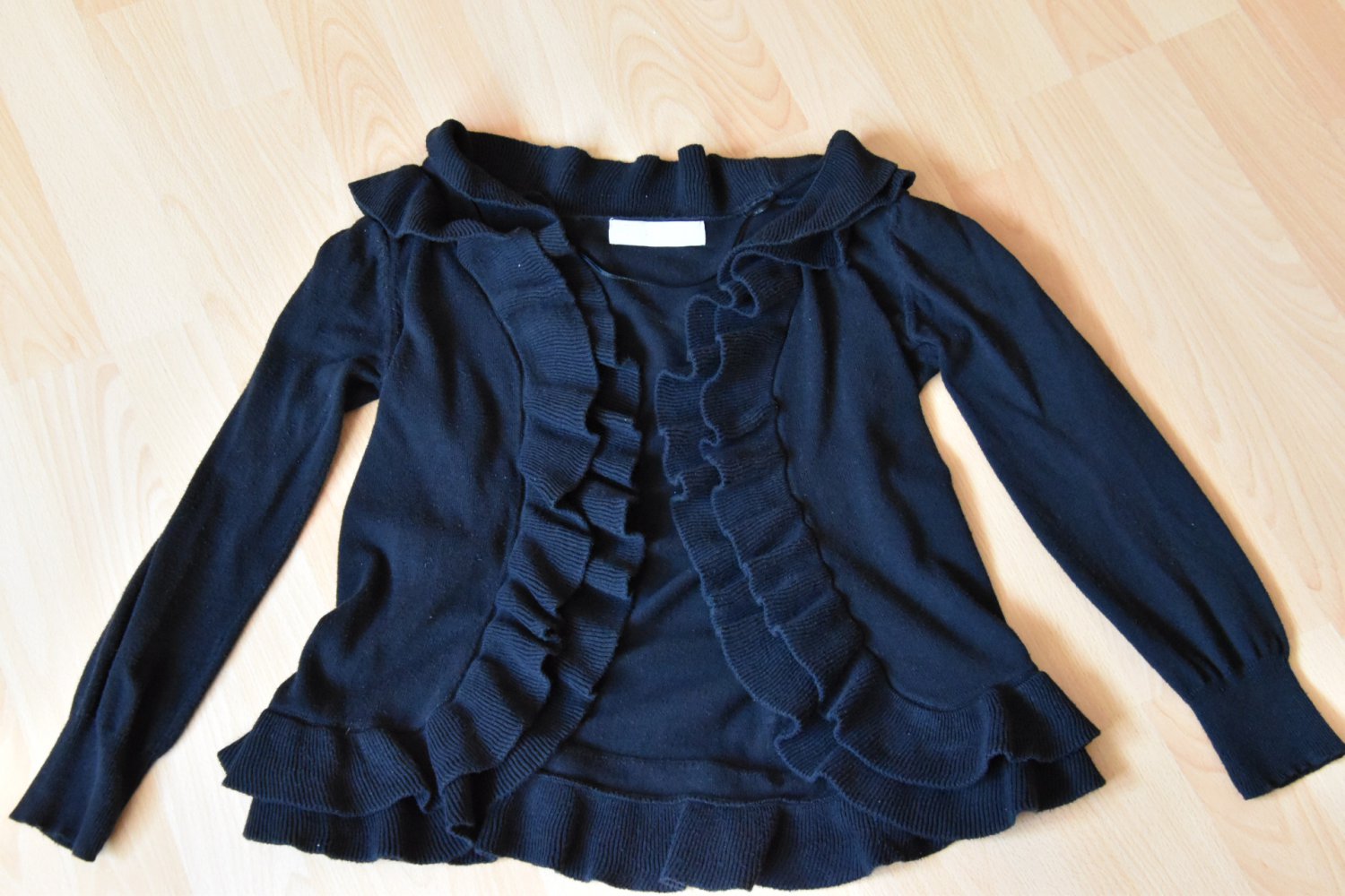 Rüschenshirt, langarm, schwarz