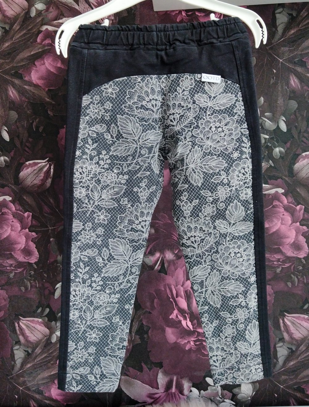 Treggings ° Hose ° schwarz ° Blumen ° Handmade ° 98