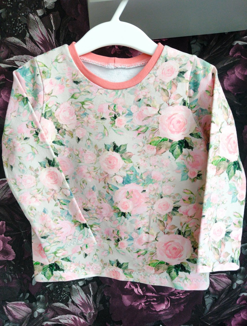 Langarmshirt ° Blumen ° Rosen ° rosa ° Mint ° Handmade ° 98