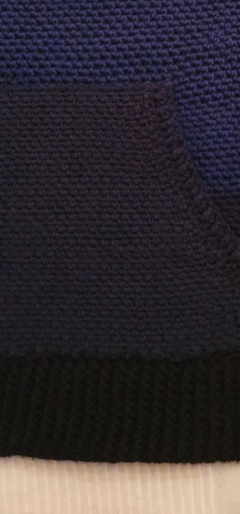 Baumwoll-Hoodie mit Kragen gehäkelt in Blautönen
