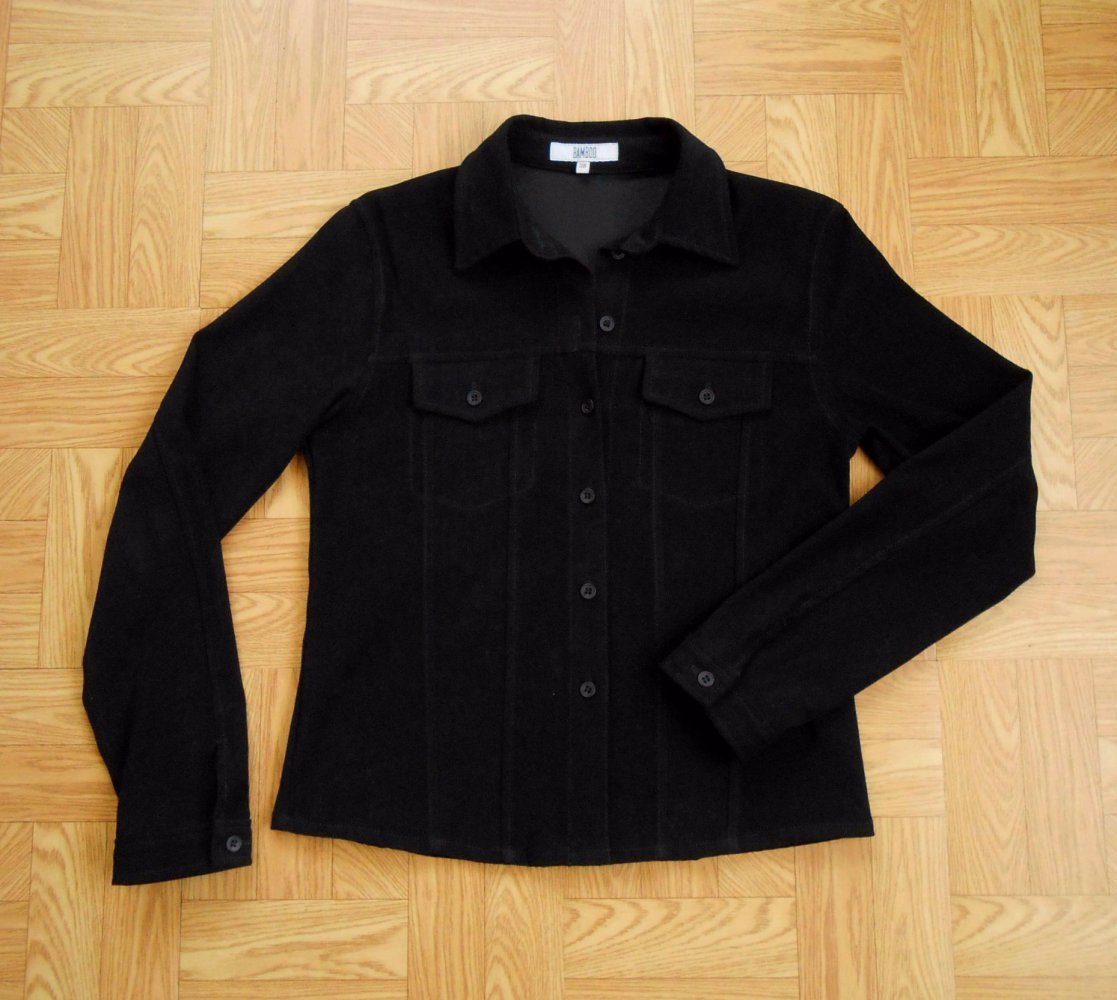 Süße Bamboo Stretch Bluse 38 Jacke Samtig schwarz sehr guter Zustand!