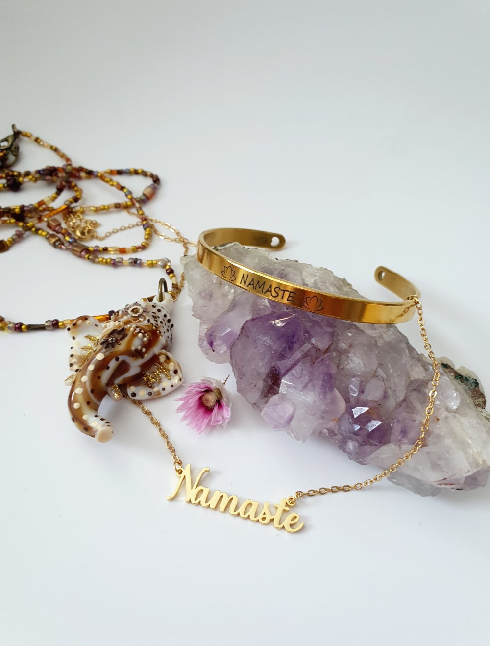 Namaste Schriftzug Kette Edelstahl Ibiza