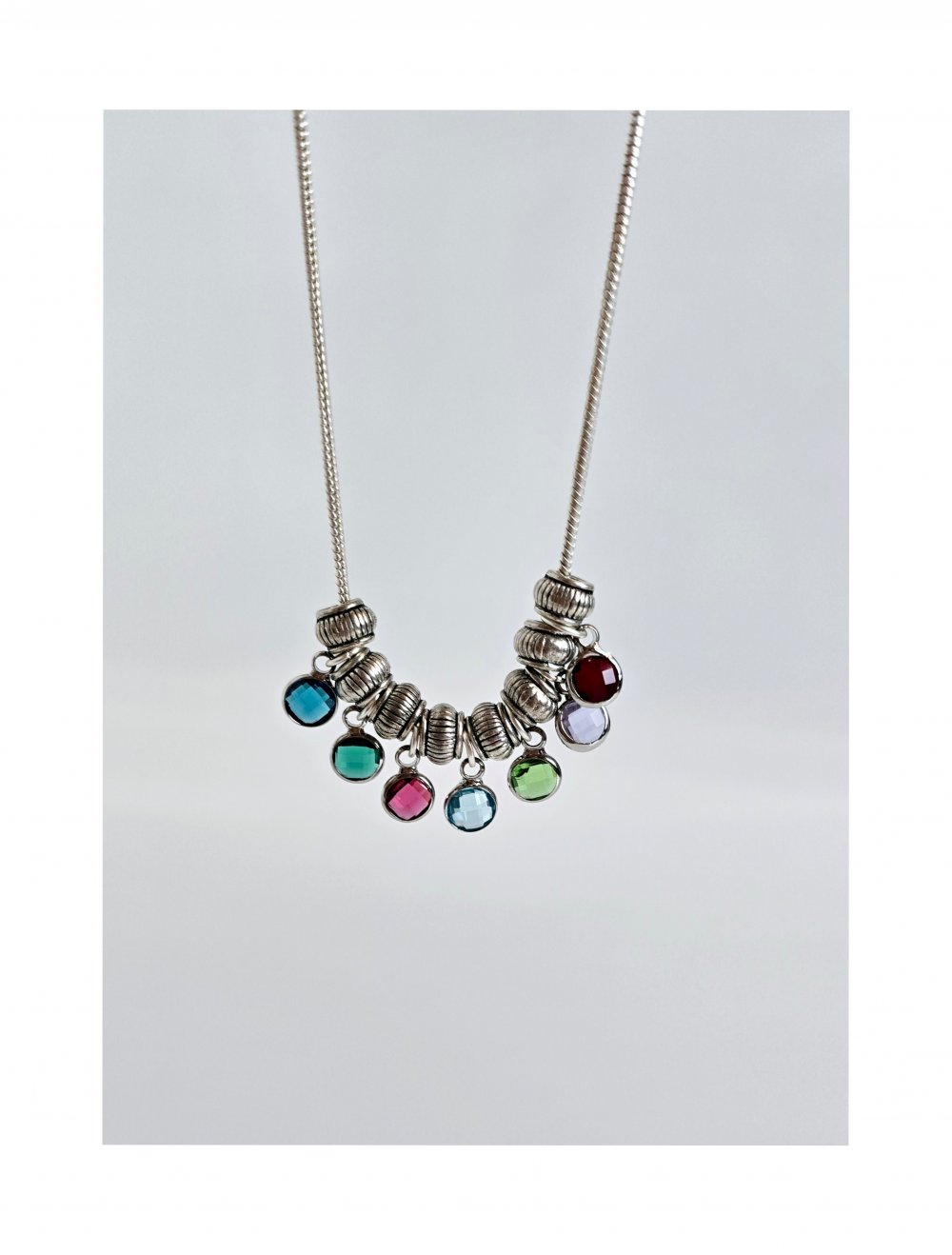 Regenbogen Kristall Kette 925