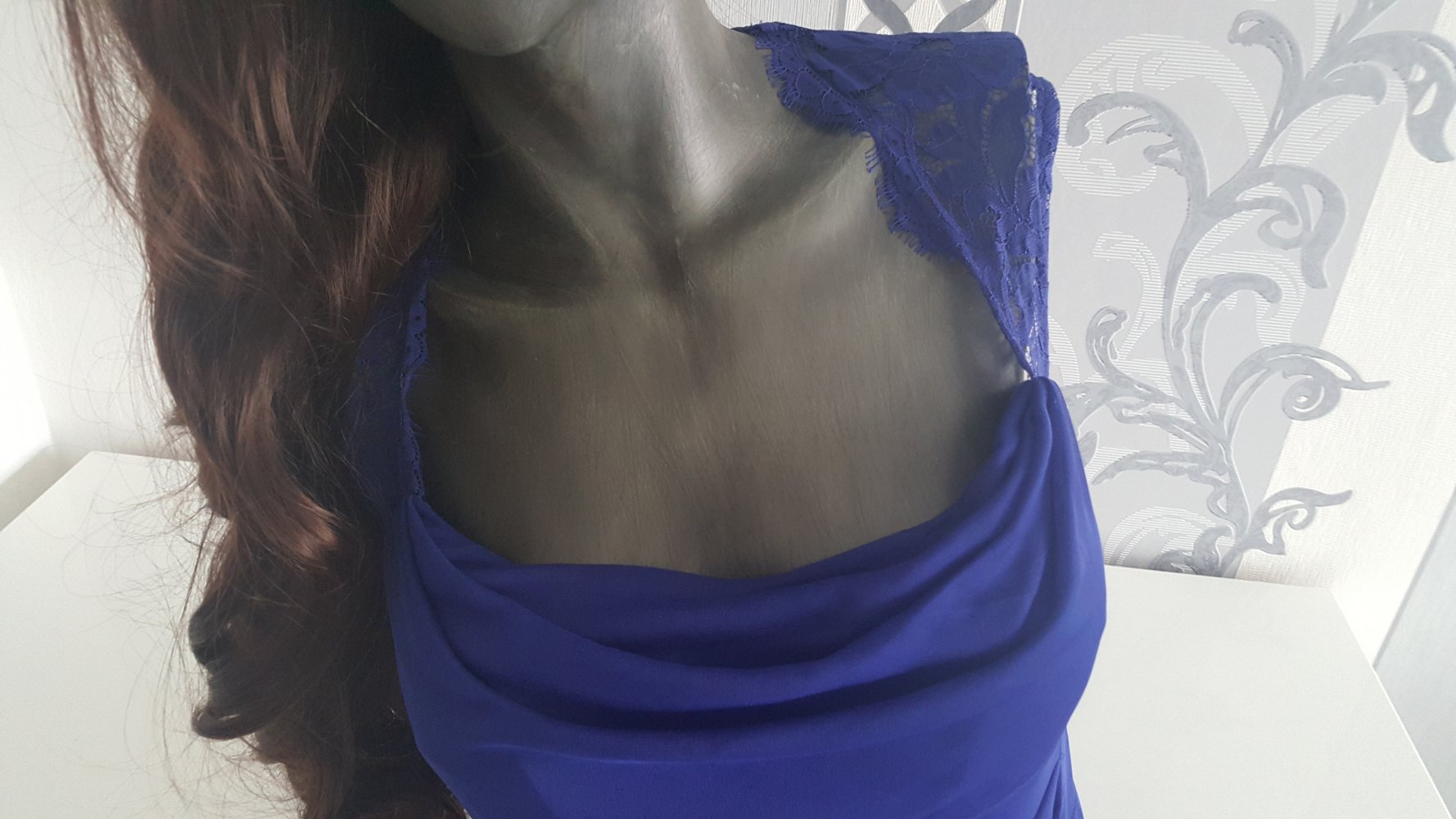 .:: Blaues Marine Kleid mit Spitzen 16 also 44 XL ::.