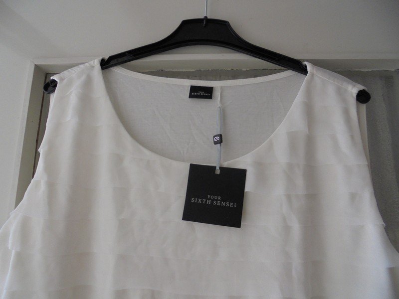 Ärmellose Tunika wollweiß C&A mit Chiffon Gr. 50