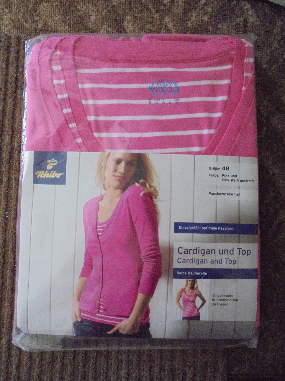Tchibo TCM Damen Cardigan & Top Grösse 48 pink weiß Baumwolle OVP