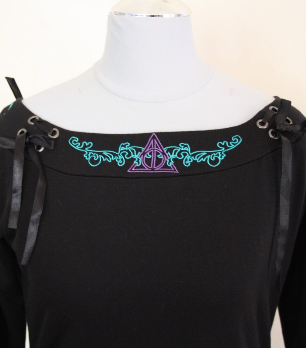 Asymmetrisches, schwarzes Harry Potter Kleid, Gr.S