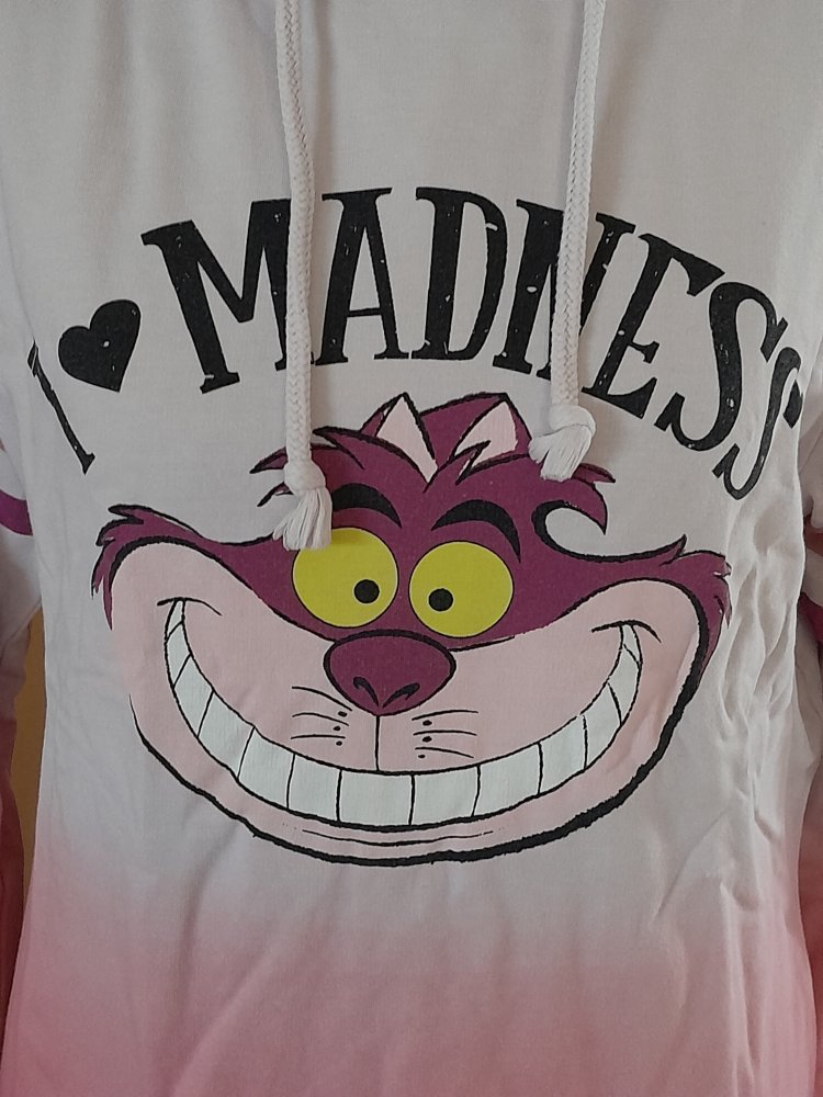Schönes Hoodie Kleid mit Chesire Cat Motiv, Gr.S