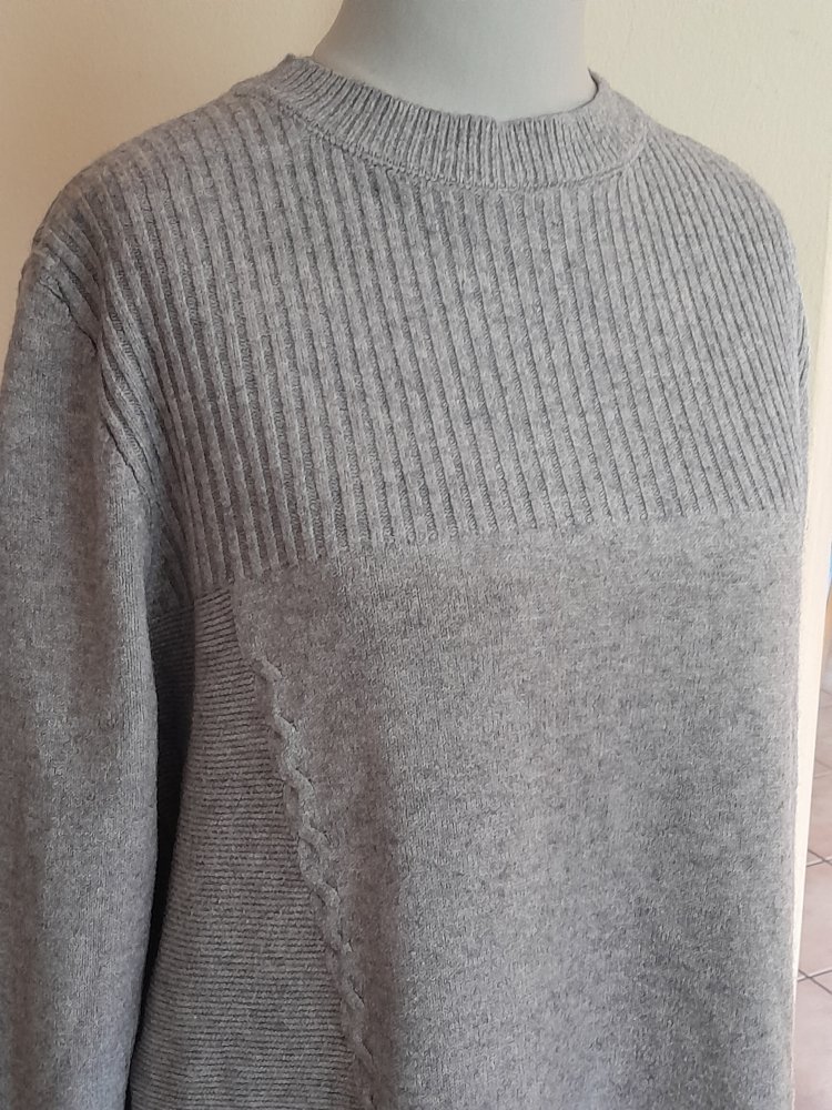 Lockerer, grauer Pullover mit Wollanteil, Gr.XS