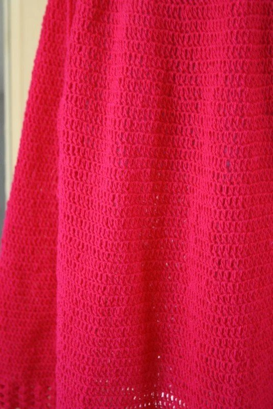 Einzigartiger, pinker Häkelrock in Midilänge, Gr.34/36