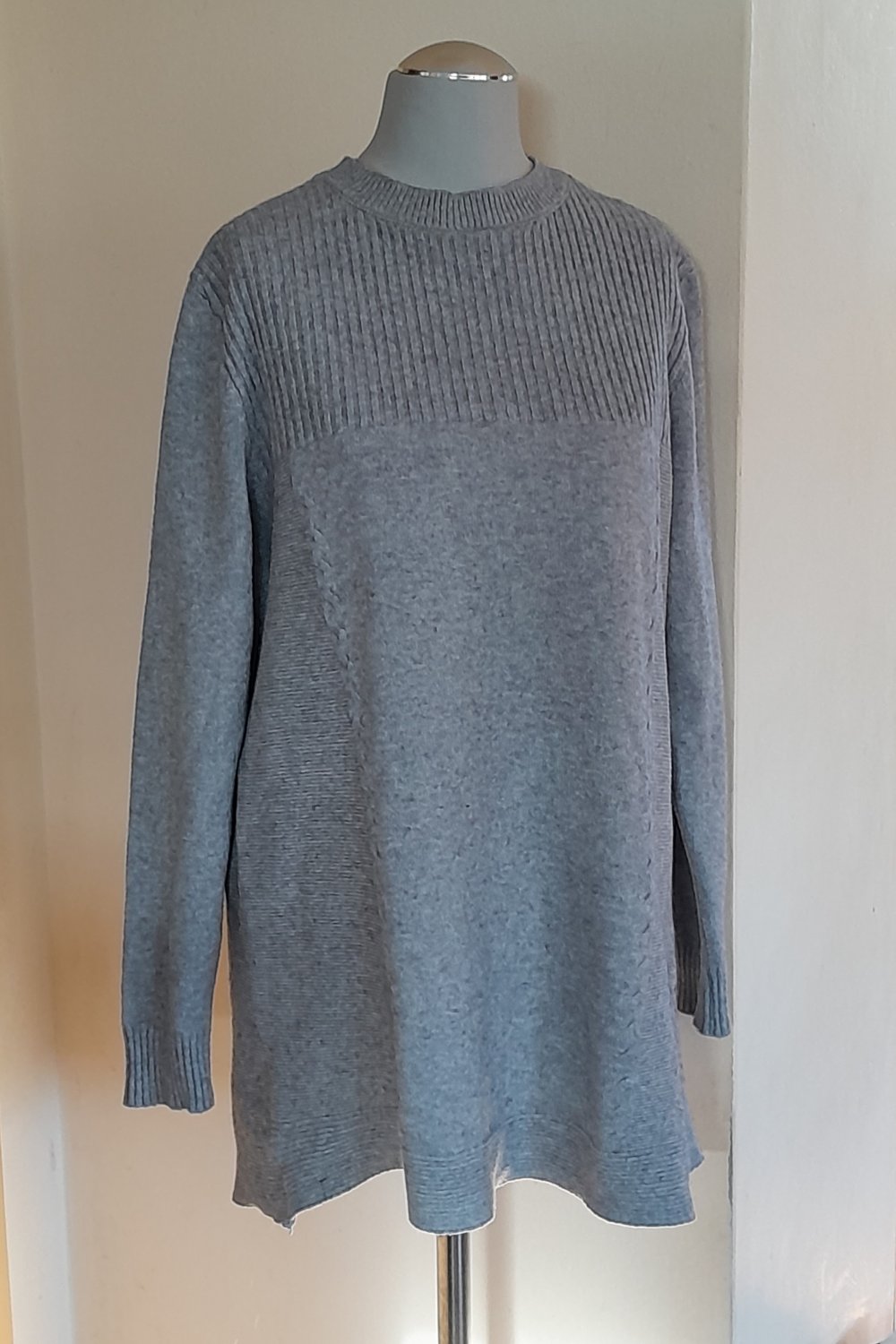 Lockerer, grauer Pullover mit Wollanteil, Gr.XS
