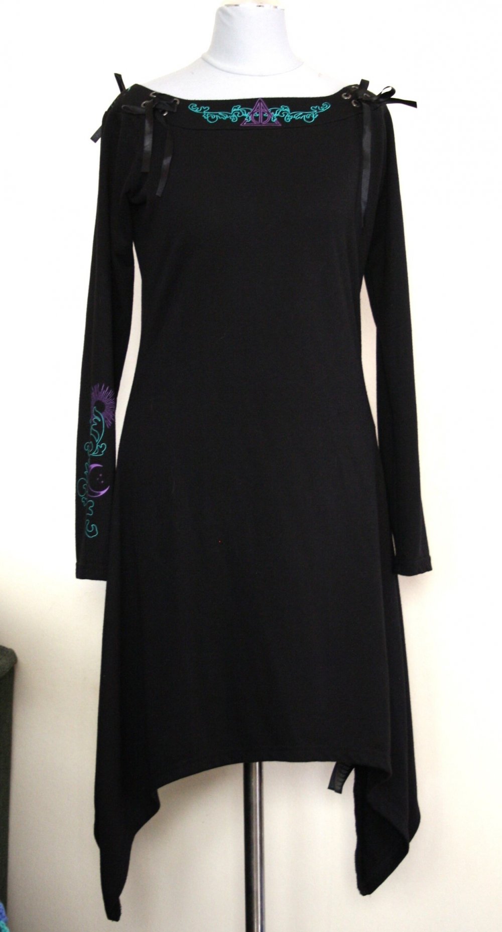 Asymmetrisches, schwarzes Harry Potter Kleid, Gr.S