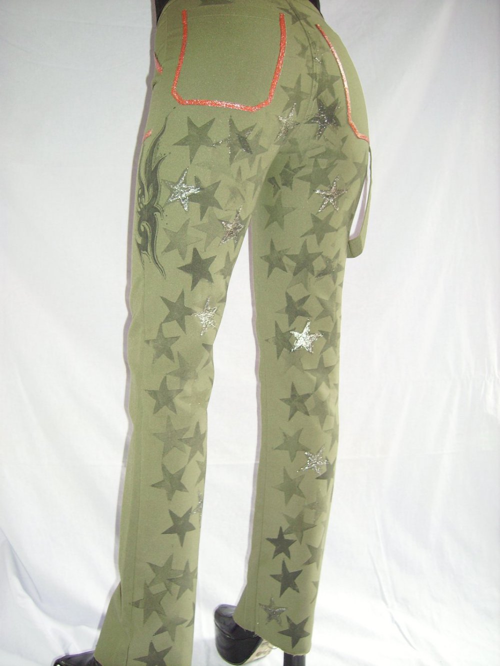 Stoffhose Bühnenoutfit Military Cargohose Designerhose Heavy Metal Rockchick Style! 90er Vintage Custom Unikat!