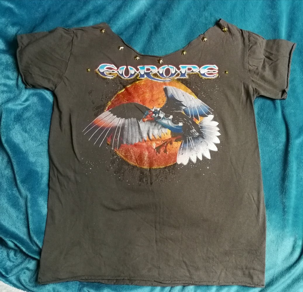  Europe Band Girlieshirt Unikat Custom! Adler! Wings of Tomorrow! 