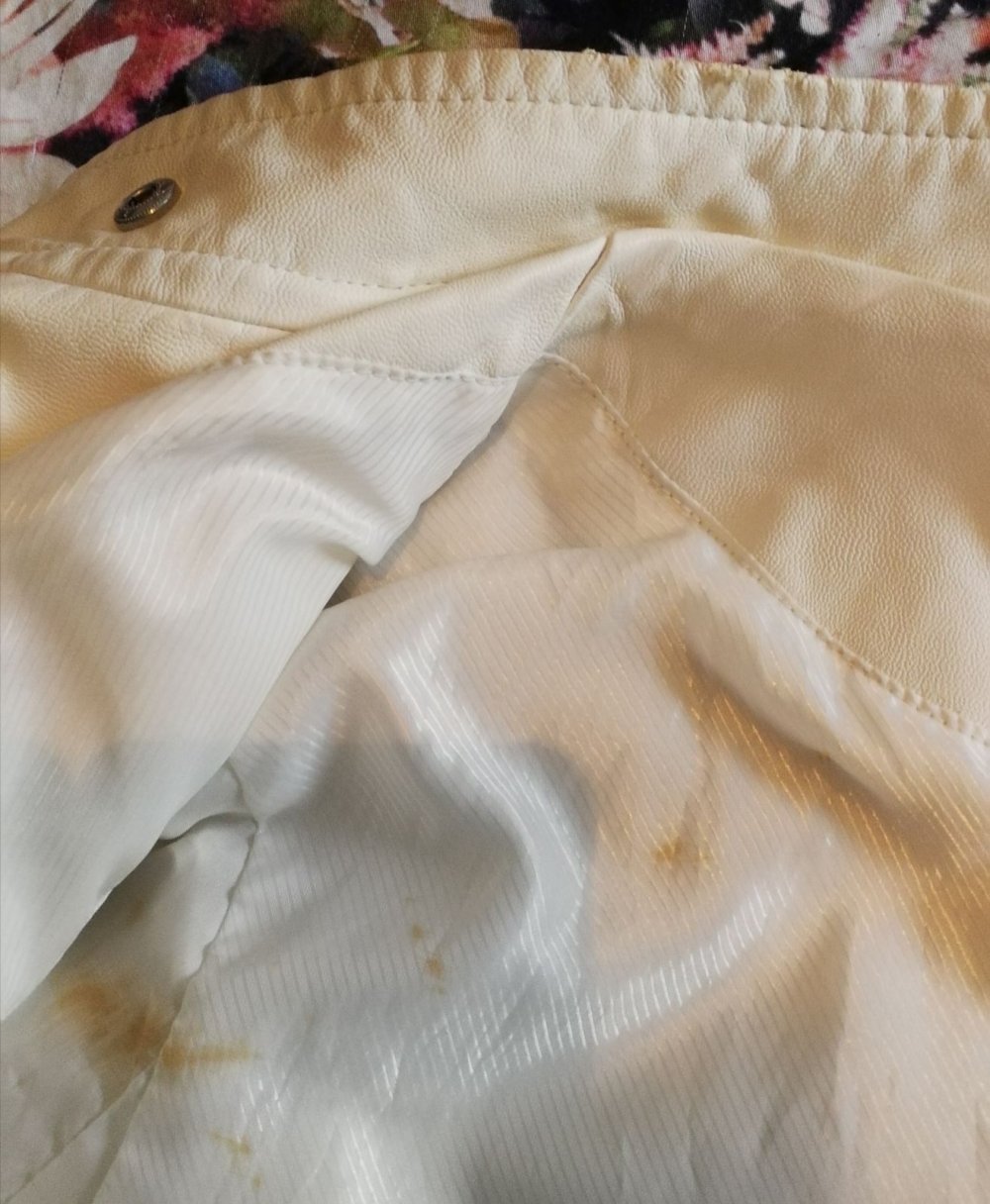 Weiße Lederjacke Stepplederjacke vegan Lederimitat Bikerjacke Amisu