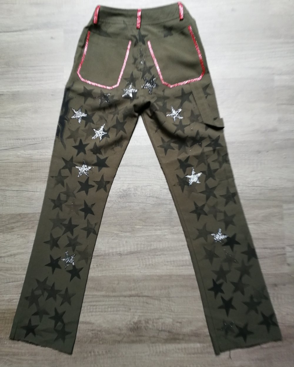 Stoffhose Bühnenoutfit Military Cargohose Designerhose Heavy Metal Rockchick Style! 90er Vintage Custom Unikat!