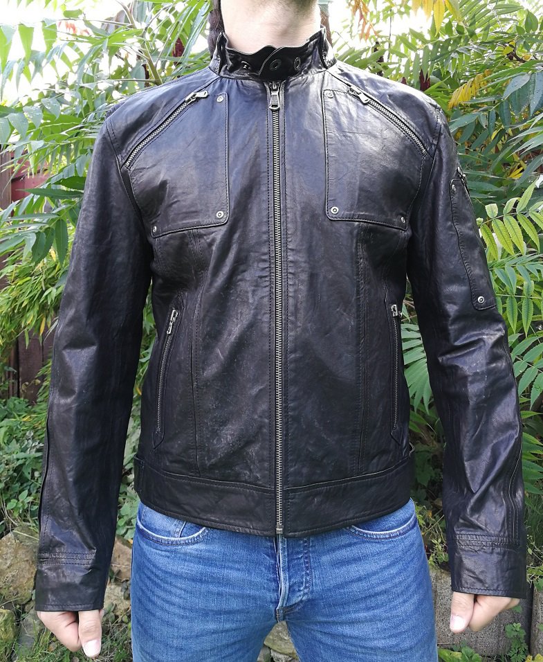 Kapraun/Offset Lederjacke Gr. 50 neue schwarze Bikerjacke Edelleder! Unisex