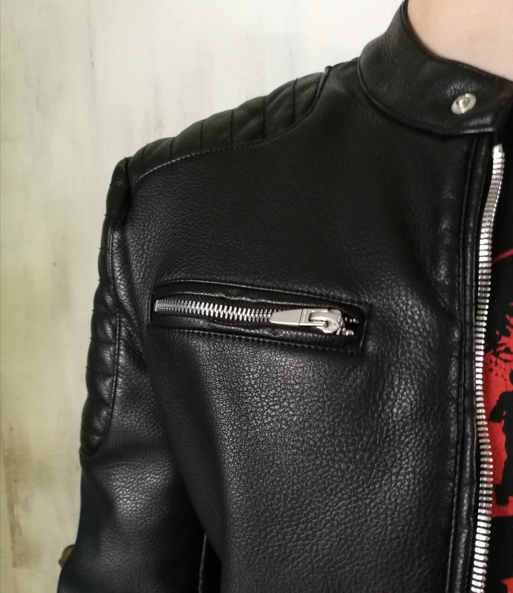 Lederjacke Lederimitatsjacke scharze Lederjacke Zara Man Unisex! Bikerjacke vegan