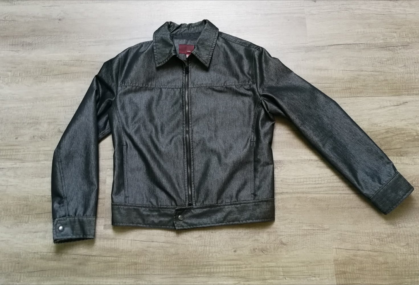 Zara Jeansjacke Glanzjacke Silberglanzjacke 90er StyleGr. L! Unisex Vintage Design superchic!